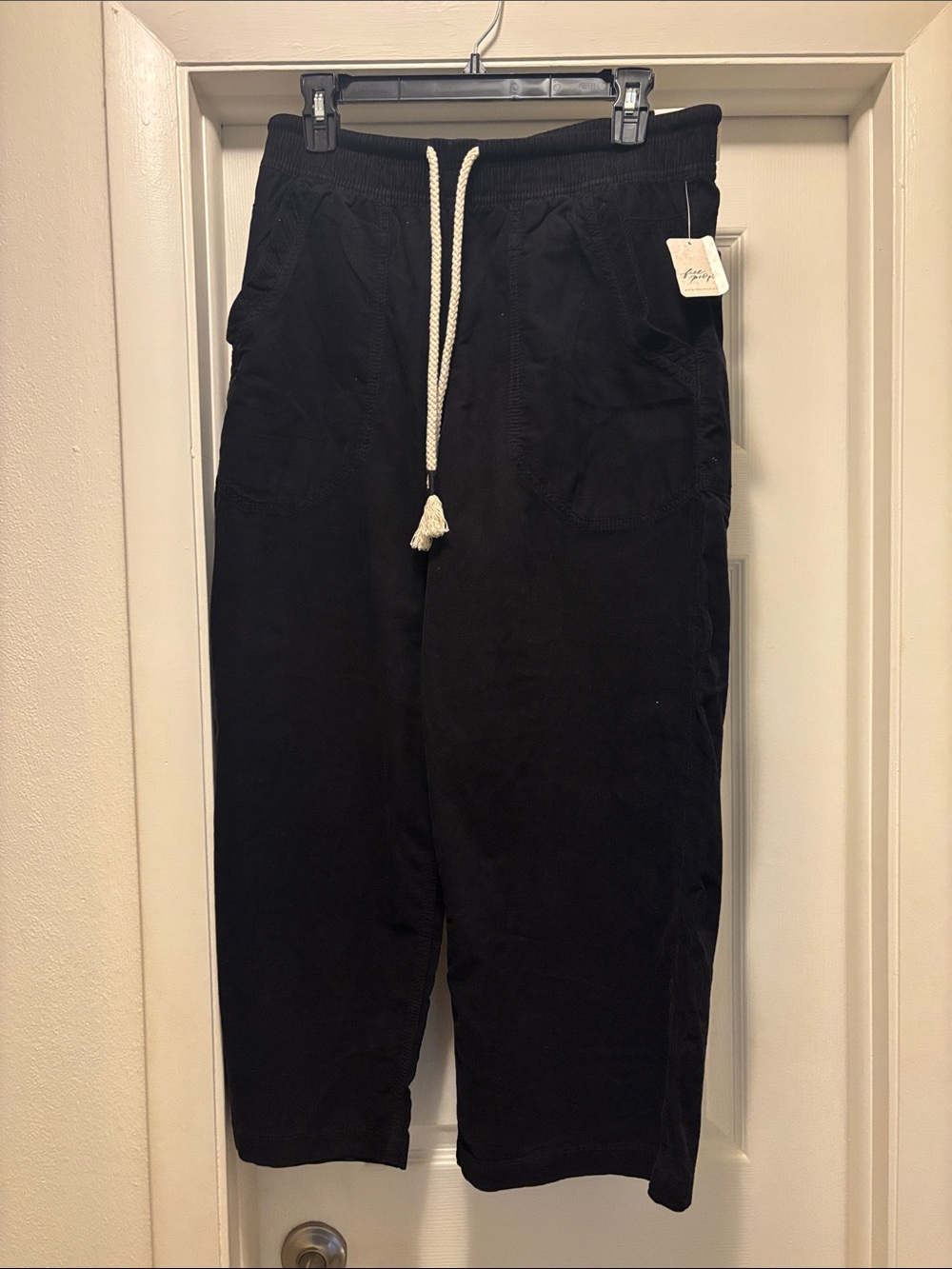 Free People Black Corduroy Drawstring pants